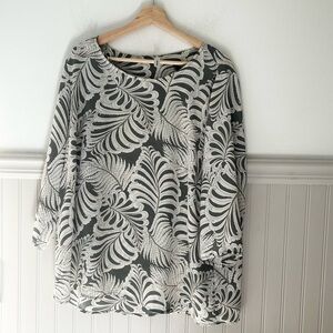 Chic Soyaconcept XXL Cream Green Leaf Pattern Women's Blouse